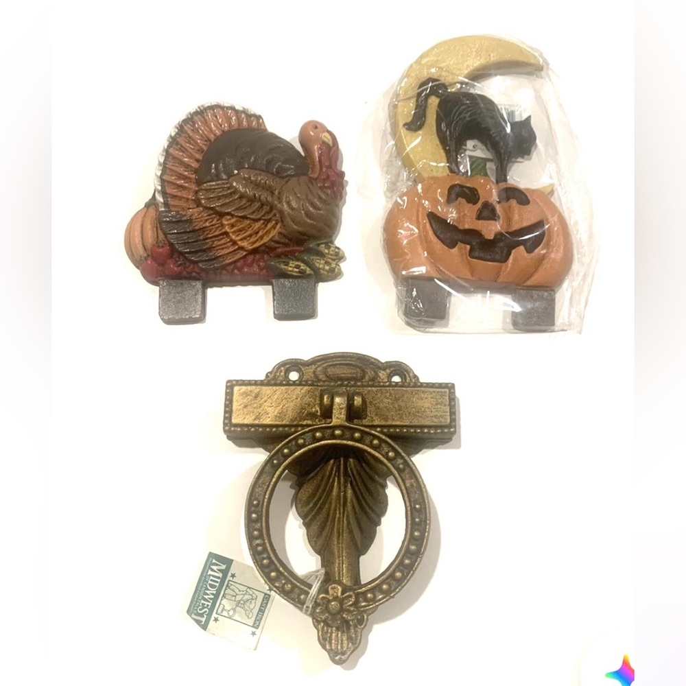 Door Knocker w 2 Cast Iron Toppers New In Box Vintage Midwest of Cannon Falls